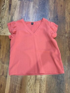 Pink Ruffle Sleeve V-Neck Top - Kids